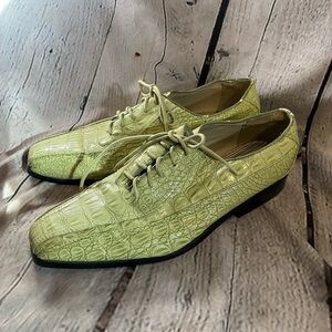 Sio Men’s Key Lime Green Faux Croc Leather Lace Up Dress Oxford Shoes Size 9.5W